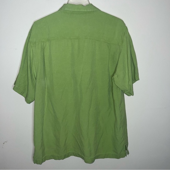 Tommy Bahama 100% Silk Short Sleeved Green Button Down Shirt Size Large - Picture 6 of 8